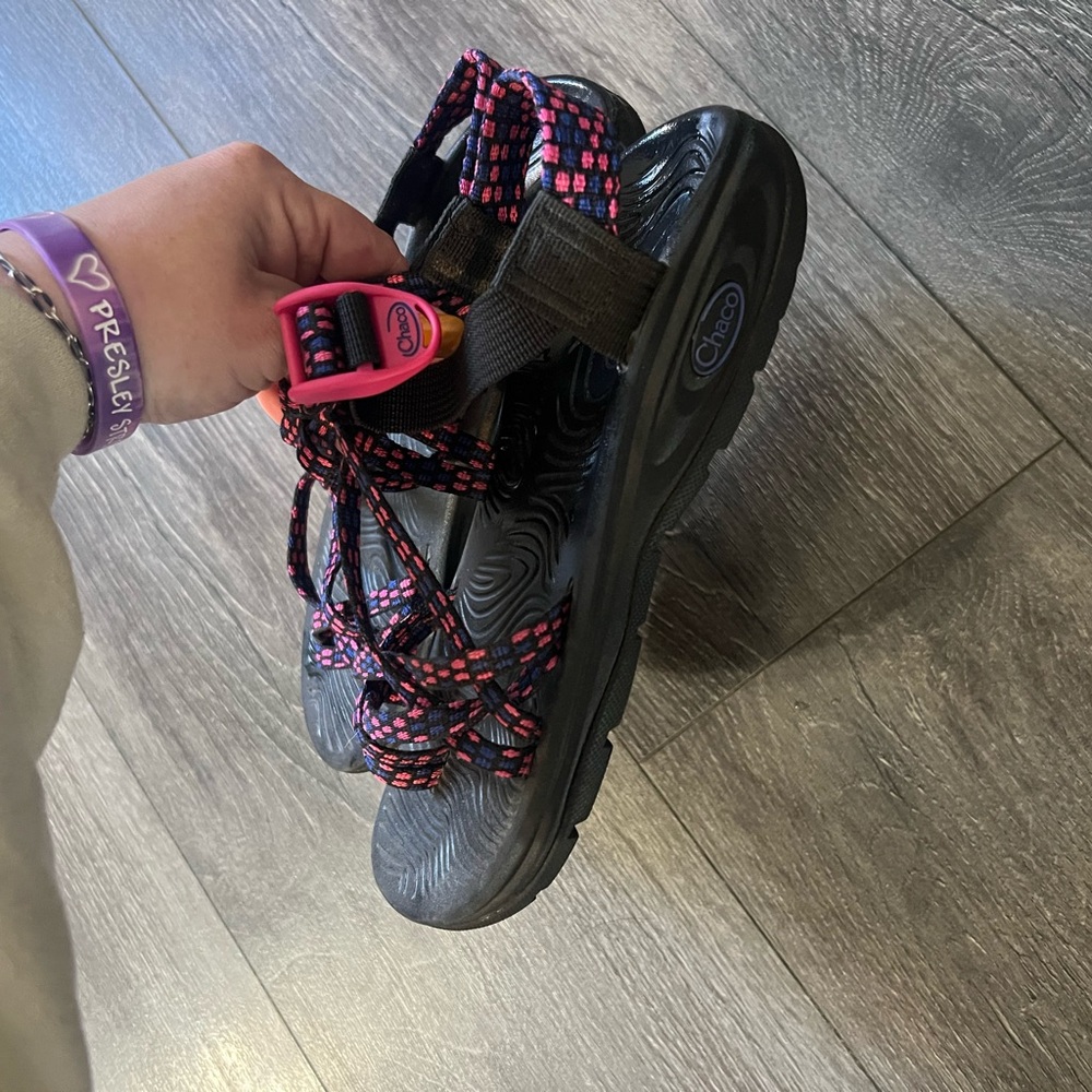 Chaco Black Sandals with Pink Straps